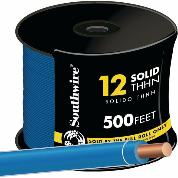 Southwire 500 Ft. 12 AWG Solid Blue THHN Electrical Wire 11590758